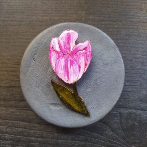 Брошка драўляная "Цюльпан"