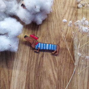 Брошка драўляная "Такса"