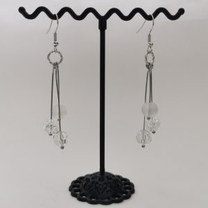 Завушніцы з натуральнымі камянямі (горны крышталь, цукровы кварц, апал штучны)