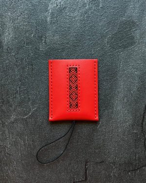 Картхолдэр скураны са стужкай і гравіроўкай