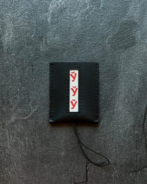 Картхолдэр скураны са стужкай і гравіроўкай